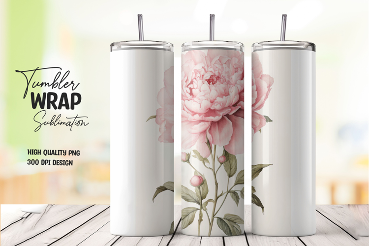 White Peony Minimal Tumbler Wrap