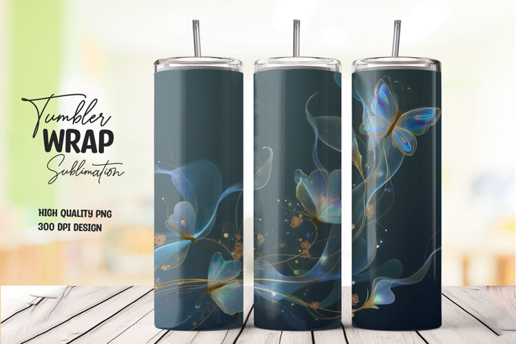 Elegant Floral Art Tumbler Wrap PNG example image 1