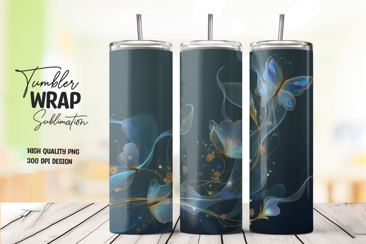 Elegant Floral Art Tumbler Wrap PNG