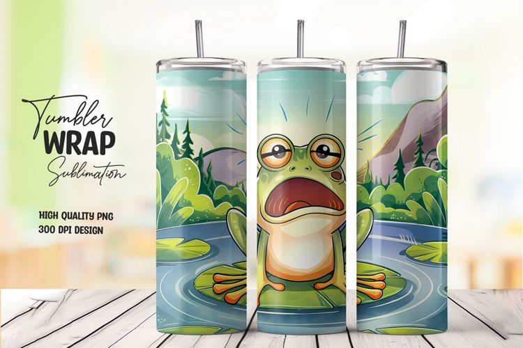 Frog in Pond Nature Scene Tumbler PNG