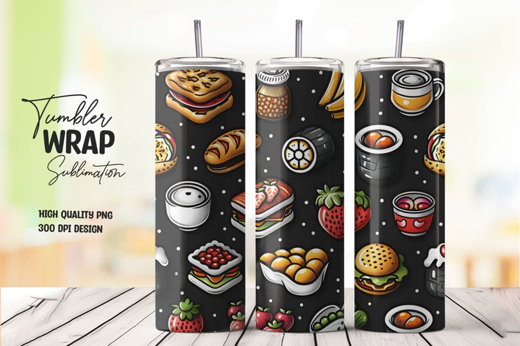 Food pattern tumbler wrap sublimation