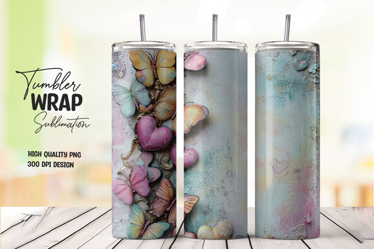 Rustic Floral tumbler wrap png