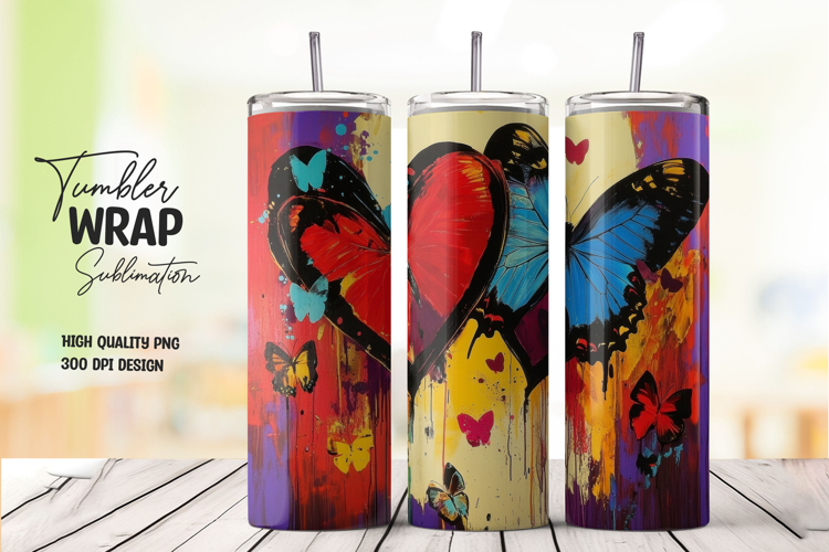 Butterfly Heart tumbler wrap png