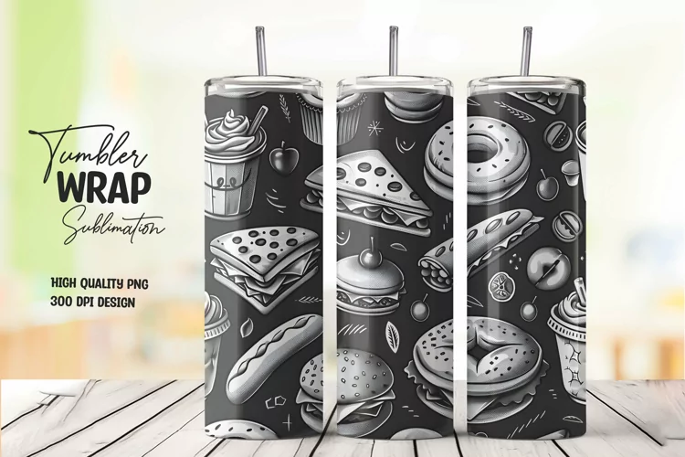 Food pattern tumbler wrap sublimation