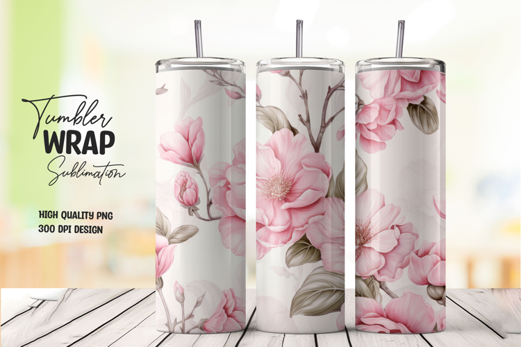 Pink Blossom Art tumbler wrap png