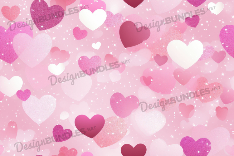 Vibrant Pink Romantic Hearts Background Digital Paper