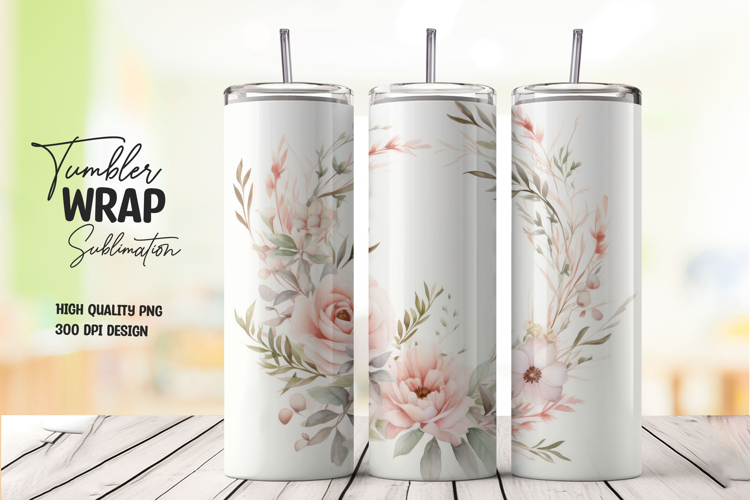 Minimal Floral tumbler wrap png
