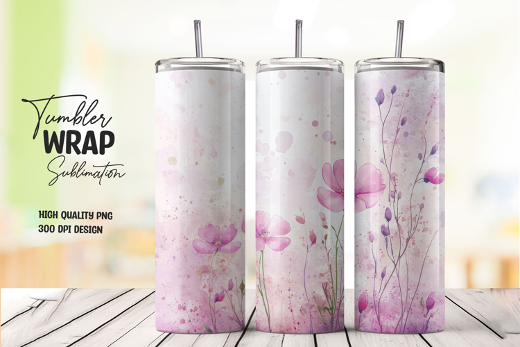 Lavender Flower Line Art Tumbler Wrap PNG