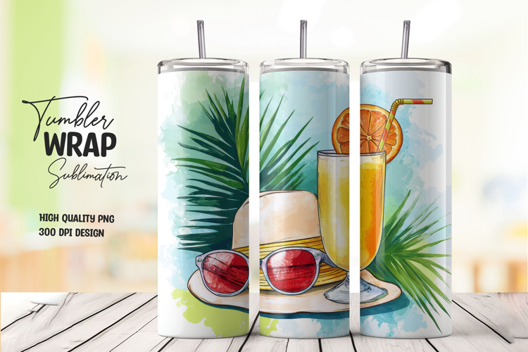 Colorful Summer Vibes Tumbler Wrap PNG