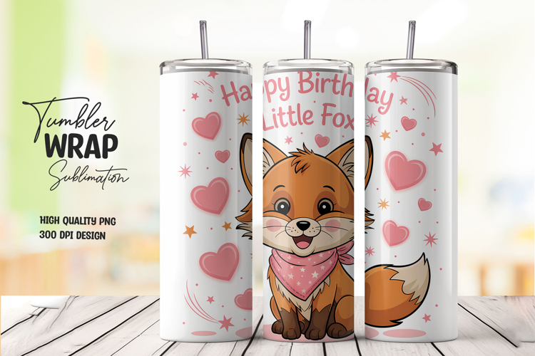 Birthday Fox Cub Celebration Tumbler PNG