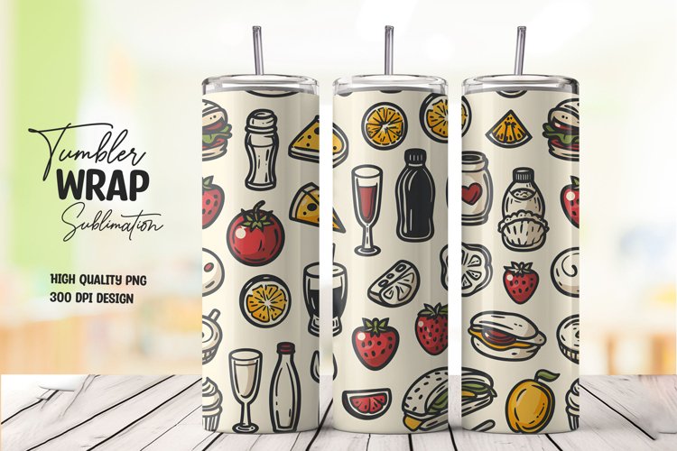 Food pattern tumbler wrap sublimation example image 1