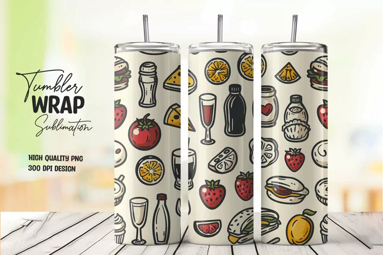 Food pattern tumbler wrap sublimation