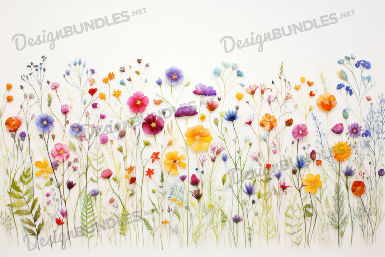 Botanical Meadow Flowers Digital Paper