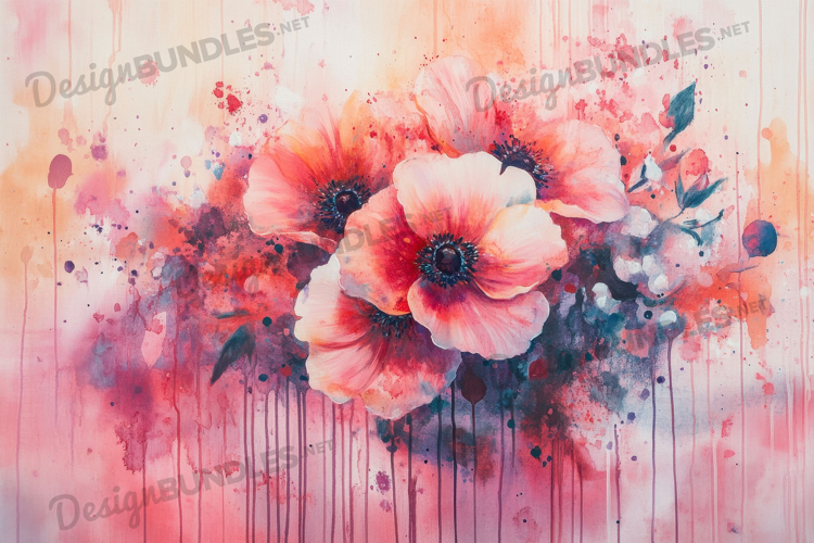 Splashy Red Bloom Watercolor Artwork