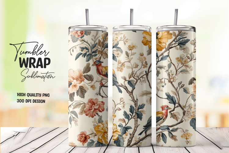 Vintage Floral Tumbler Wrap