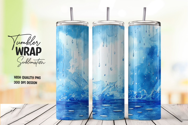 Blue Water Tumbler Wrap PNG