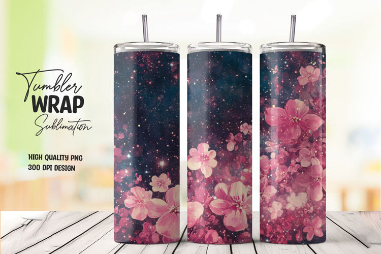 Galaxy Blossom Tumbler Wrap PNG