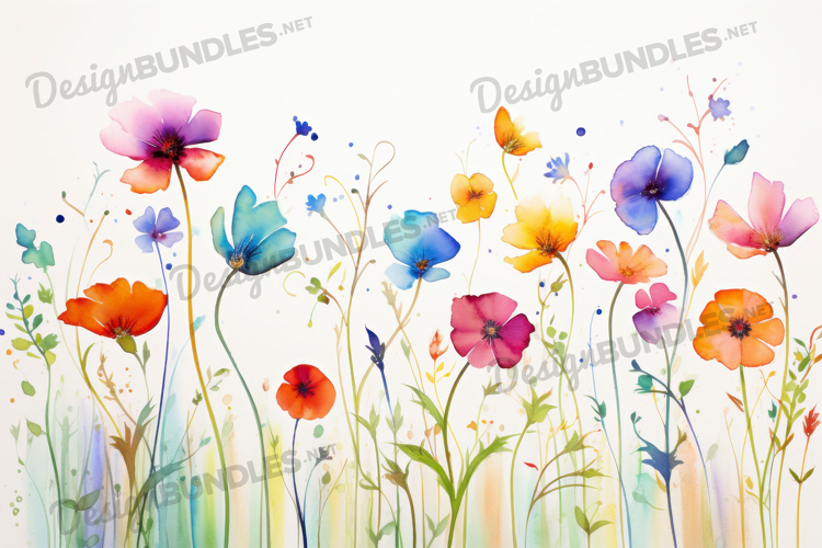 Bright Poppy and Daisy Floral Art