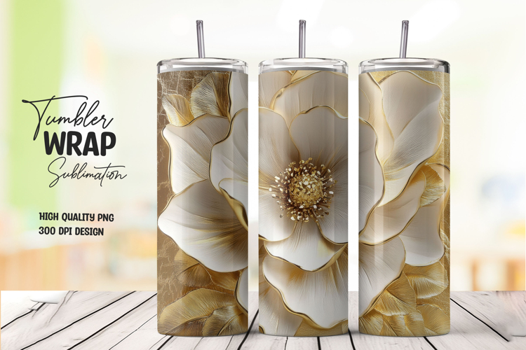 Golden Bloom tumbler wrap png