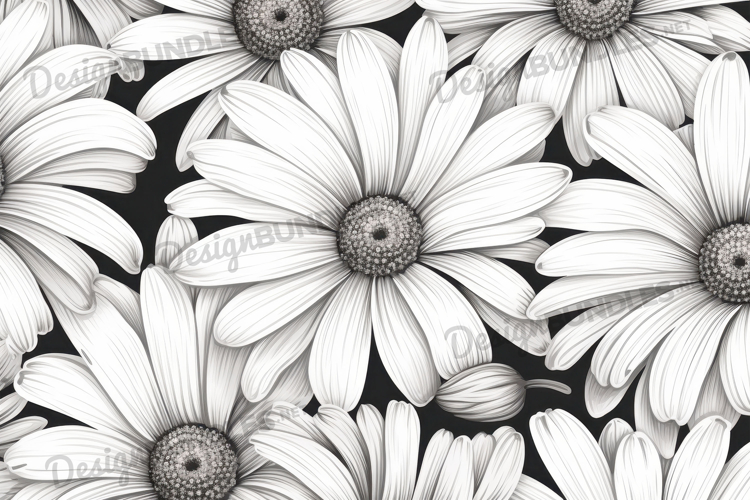 Daisy Black And White Clipart Image 9