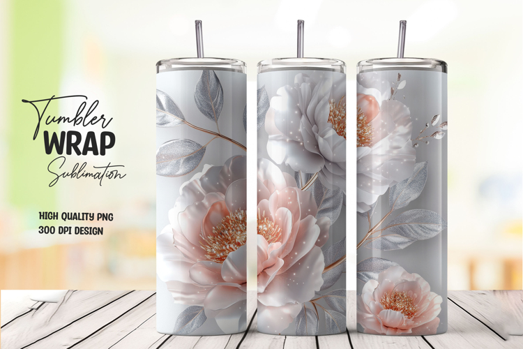 Soft Peach Petal Floral Elegant Tumbler Wrap