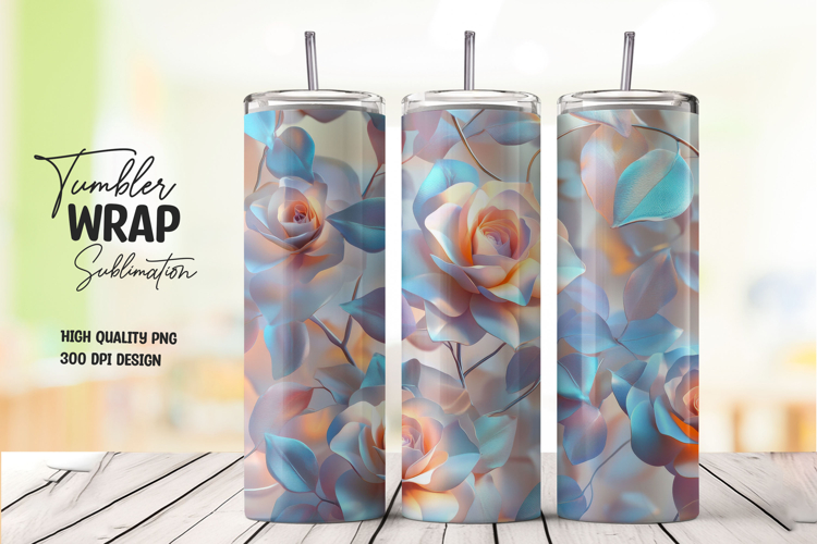Blue Rose tumbler wrap png