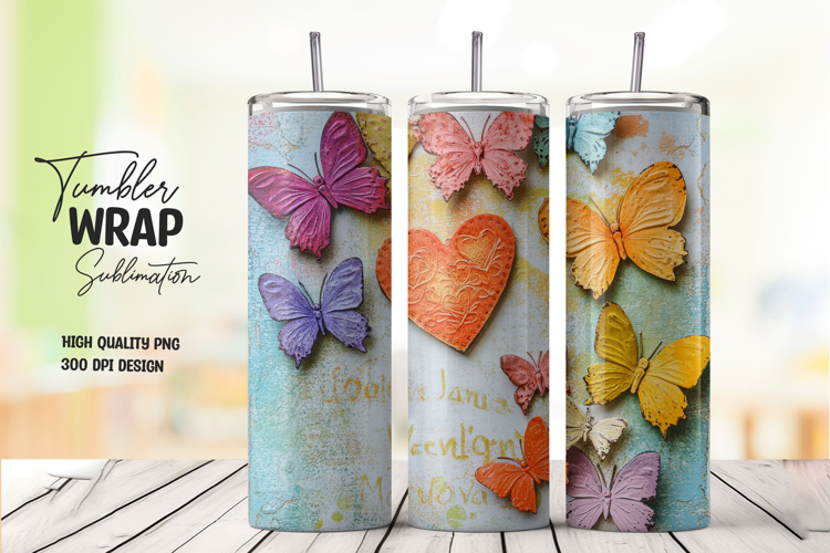 Butterfly Heart tumbler wrap png