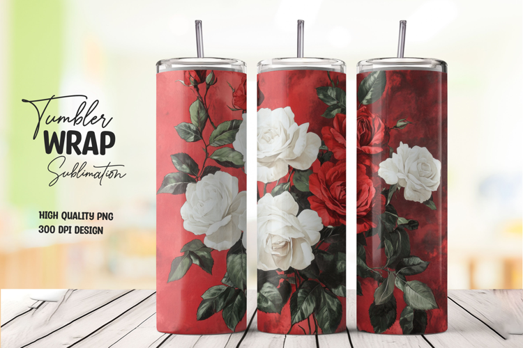 Crimson Floral tumbler wrap png