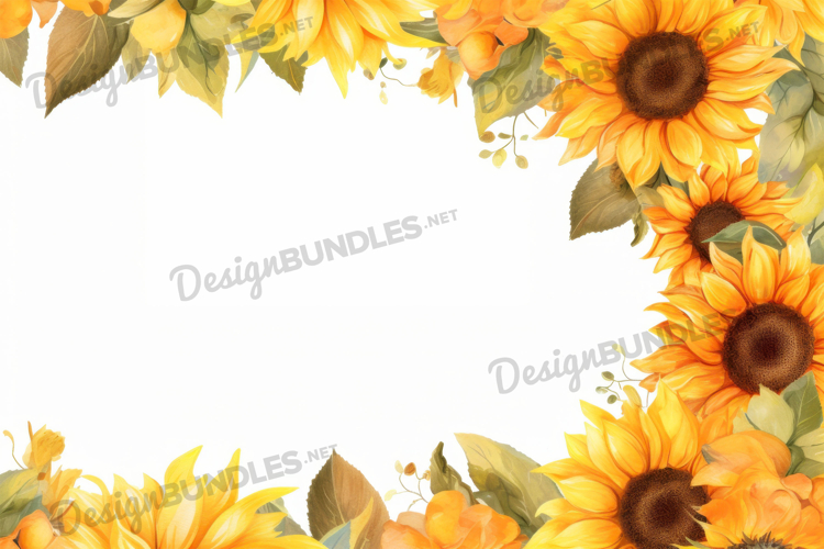 Watercolor Sunflower Frame background