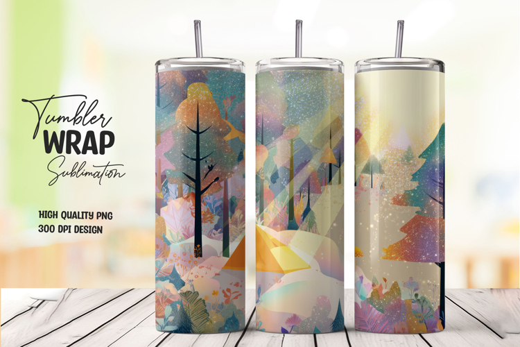 Geometric Tropical Vibes Tumbler Wrap PNG
