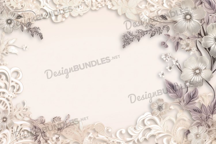 Embroidery Flower frame Digital Paper, Embroidery Background