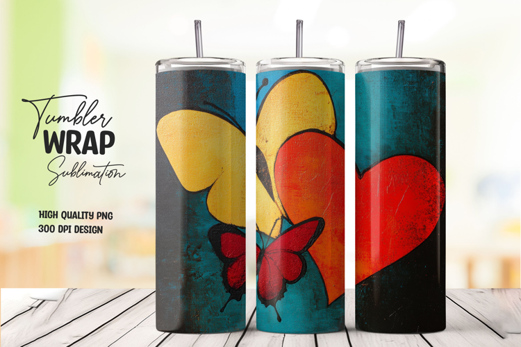 Butterfly Heart tumbler wrap png