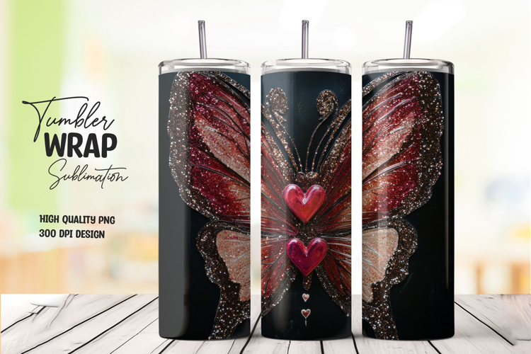 Red Heart Wings Tumbler Wrap