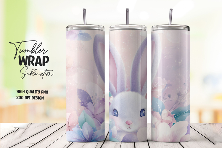 Bunny and Flowers 20oz Tumbler Wrap