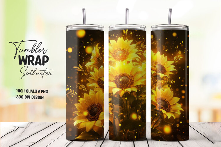 Dark Sunflower Garden Tumbler Wrap example image 1