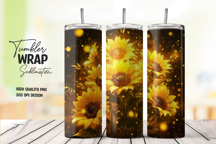 Dark Sunflower Garden Tumbler Wrap