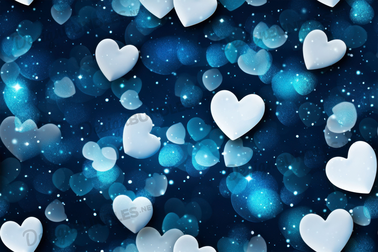 Midnight Blue Heart Romance Background Digital Paper