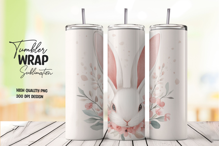 Minimal Bunny White 20oz Tumbler Wrap