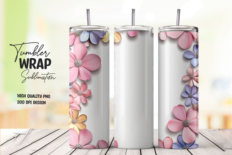 Pastel Blossom White Elegant Tumbler Wrap
