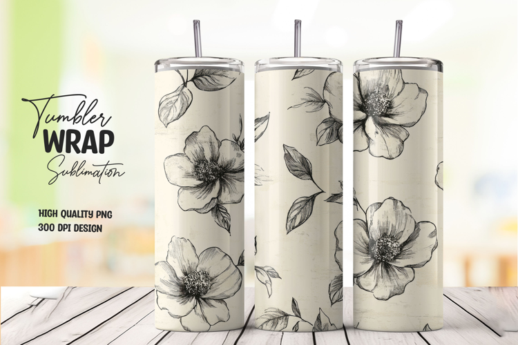 Line Floral tumbler wrap png