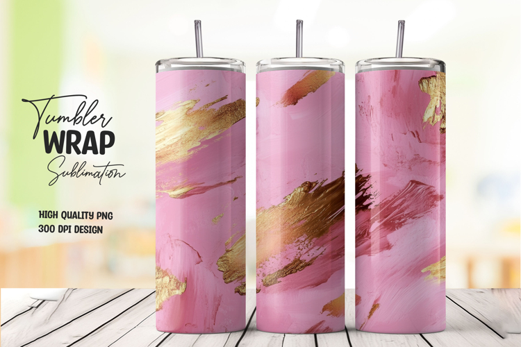Pink Gold Brush Tumbler Wrap