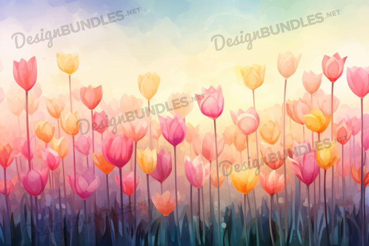 Colorful Tulip Field Gradient Digital Background