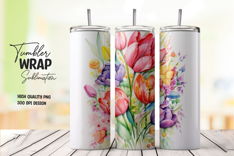 Colorful Tulip Tumbler Wrap png