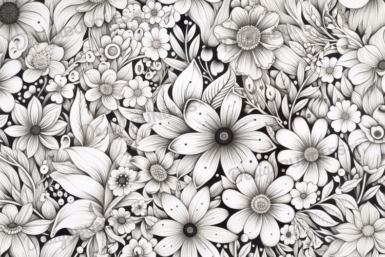 Flower Clipart Black And White Image 4