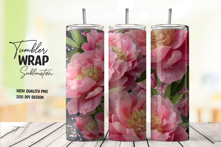 Pink Peony Garden Bloom Tumbler Wrap