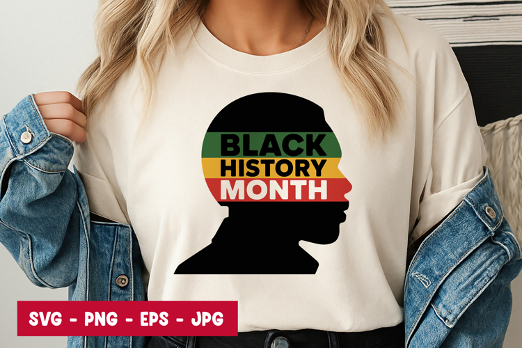 Black History Month Female Afro Profile Silhouette