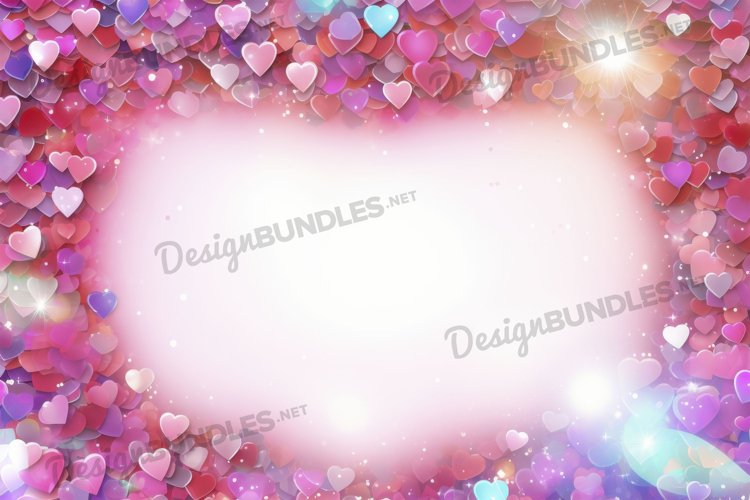 Glitter Heart Frame Flat Lay Background, digital paper