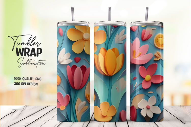 3D Tulip Tumbler Wrap PSD File