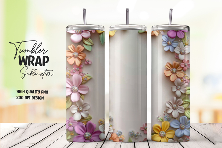 Multicolor Blossom Beige Floral Tumbler Wrap
