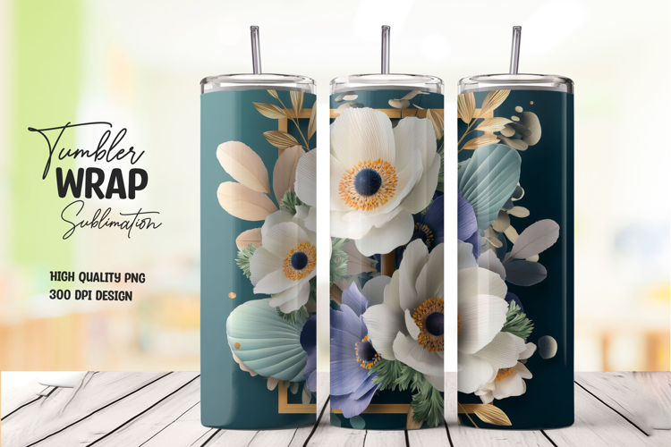 Pastel Floral Tumbler Wrap PNG